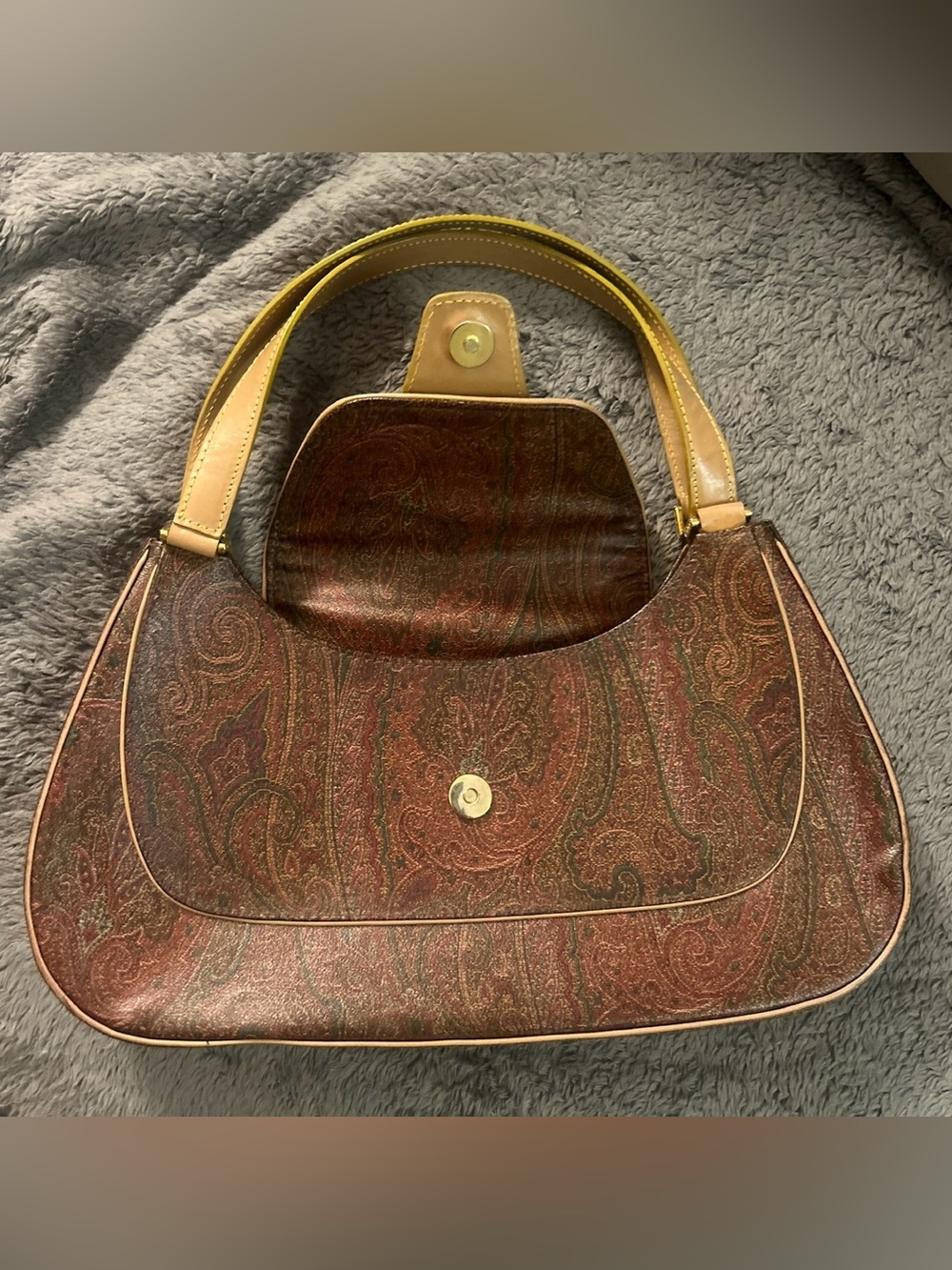 ETRO VTG Y2K Arnica Paisley Flap Hobo Shoulder Bag Gold Pegasus Accent Vintage - Picture 13 of 16